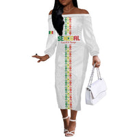 Custom Senegal Football Off The Shoulder Long Sleeve Dress Go Champions Lions de la Teranga - Wonder Print Shop