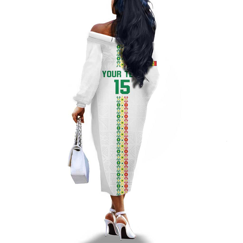 Custom Senegal Football Off The Shoulder Long Sleeve Dress Go Champions Lions de la Teranga - Wonder Print Shop