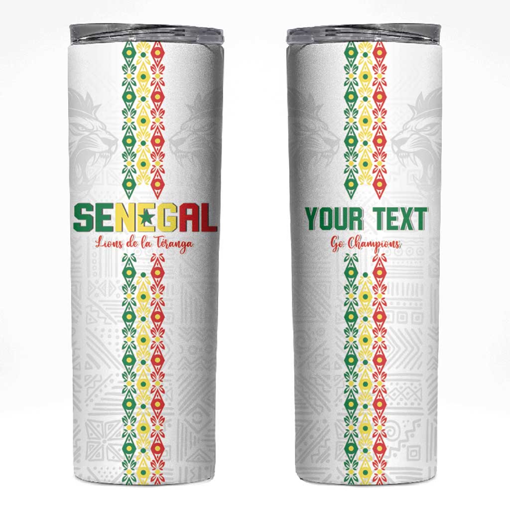 Custom Senegal Football Skinny Tumbler Go Champions Lions de la Teranga - Wonder Print Shop
