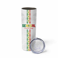 Custom Senegal Football Skinny Tumbler Go Champions Lions de la Teranga - Wonder Print Shop