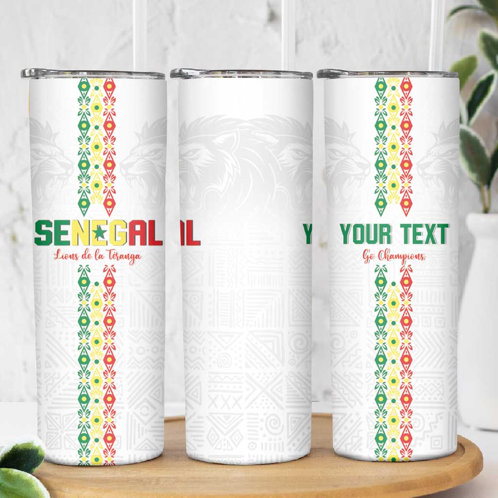Custom Senegal Football Skinny Tumbler Go Champions Lions de la Teranga - Wonder Print Shop