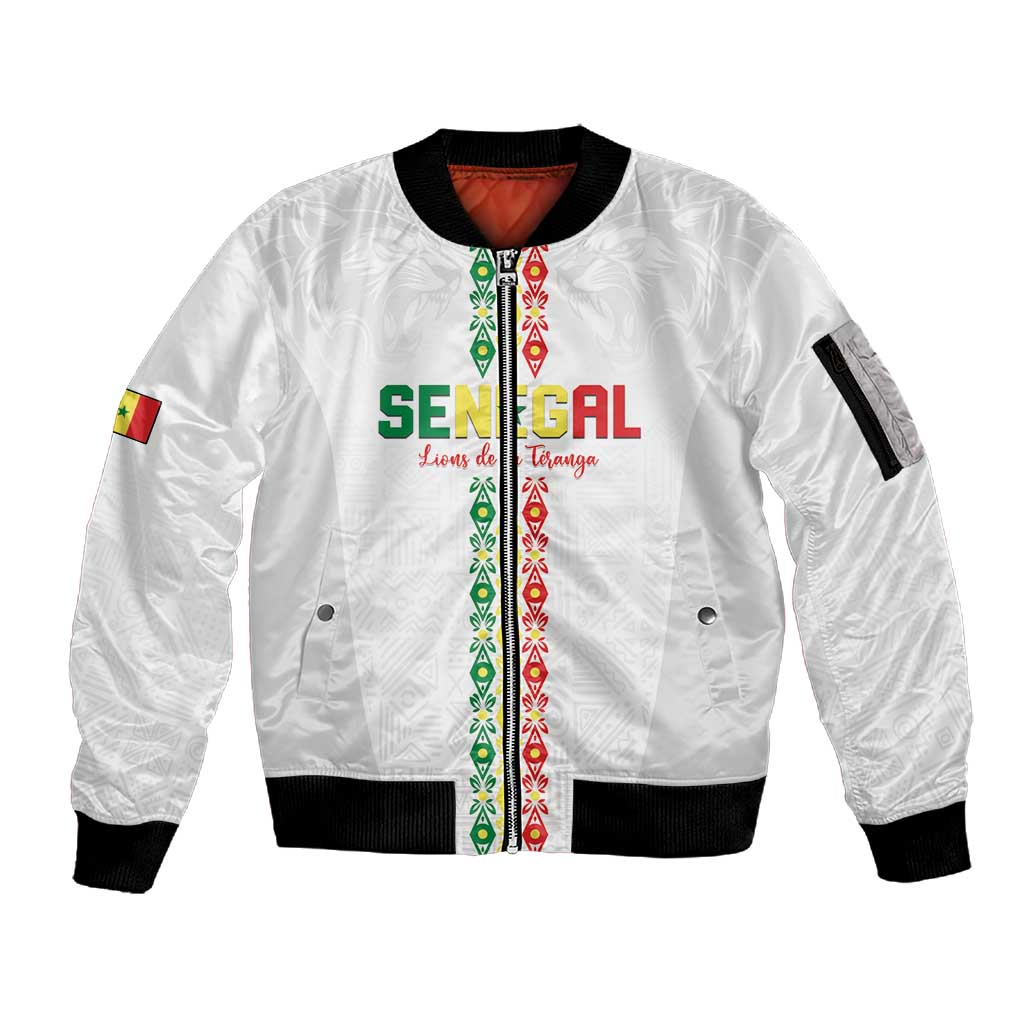 Custom Senegal Football Sleeve Zip Bomber Jacket Go Champions Lions de la Teranga - Wonder Print Shop