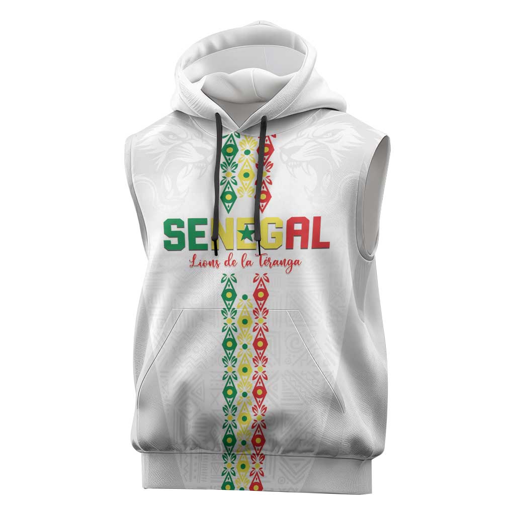 Custom Senegal Football Sleeveless Hoodie Go Champions Lions de la Teranga - Wonder Print Shop