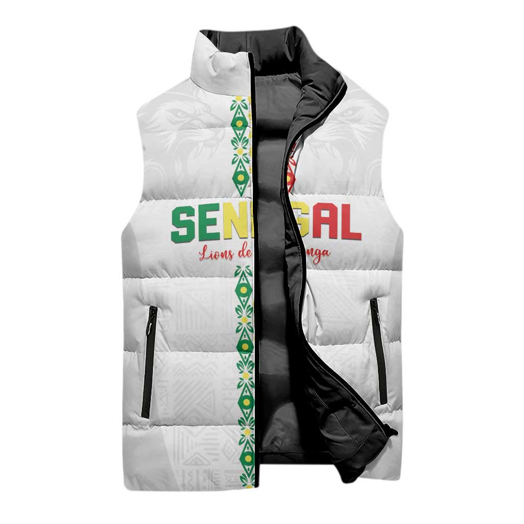 Custom Senegal Football Sleeveless Puffer Jacket Go Champions Lions de la Teranga - Wonder Print Shop