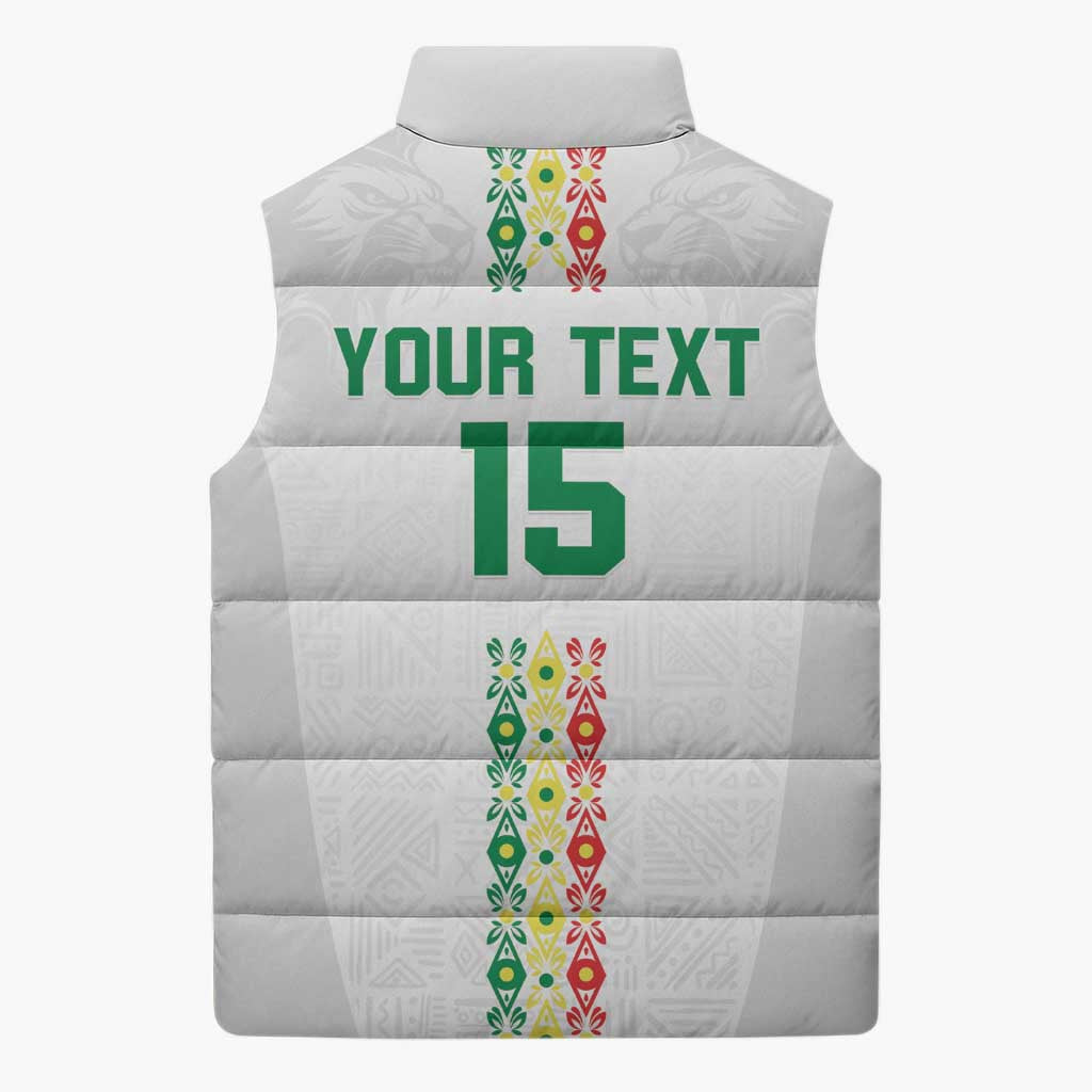 Custom Senegal Football Sleeveless Puffer Jacket Go Champions Lions de la Teranga - Wonder Print Shop