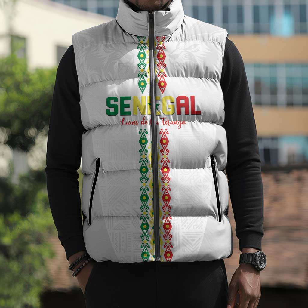 Custom Senegal Football Sleeveless Puffer Jacket Go Champions Lions de la Teranga - Wonder Print Shop