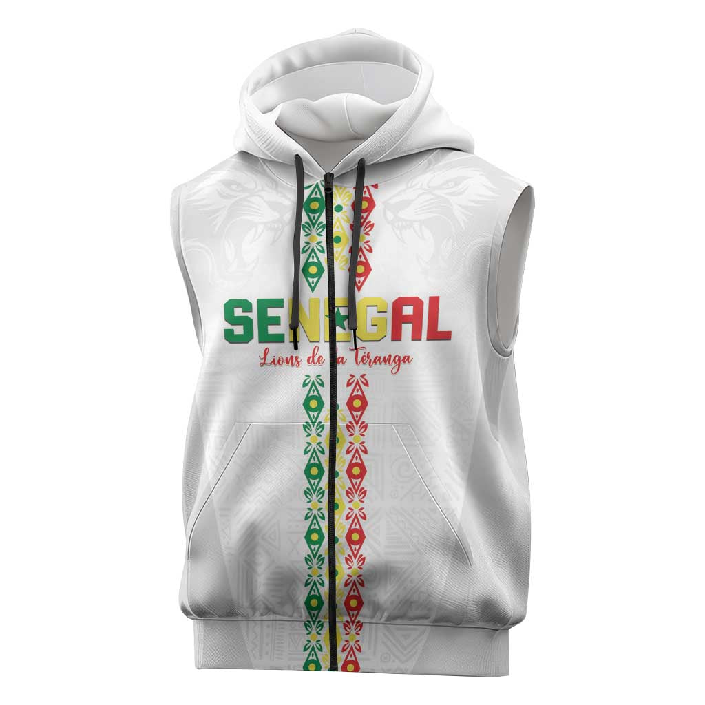 Custom Senegal Football Sleeveless Zip Hoodie Go Champions Lions de la Teranga - Wonder Print Shop