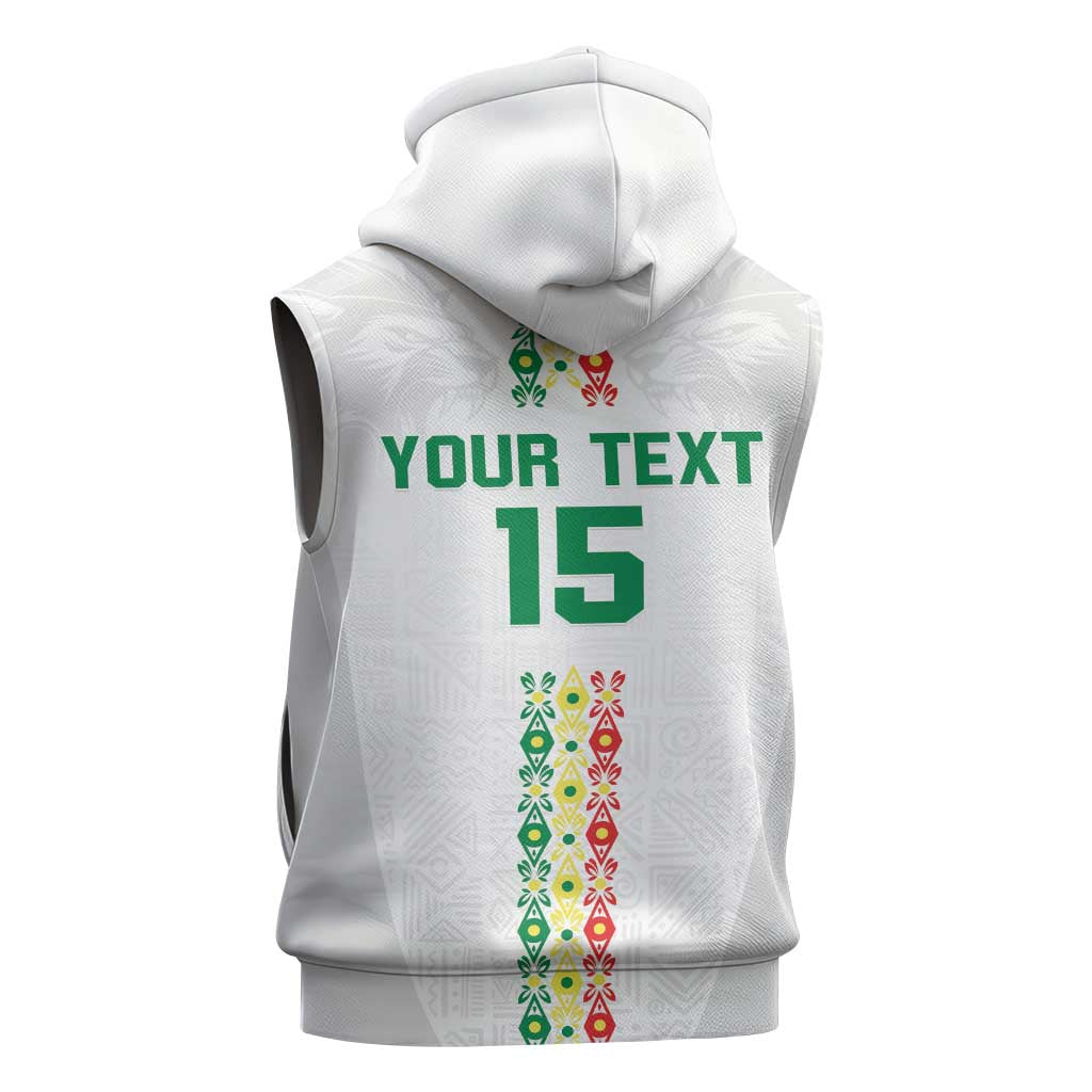 Custom Senegal Football Sleeveless Zip Hoodie Go Champions Lions de la Teranga - Wonder Print Shop