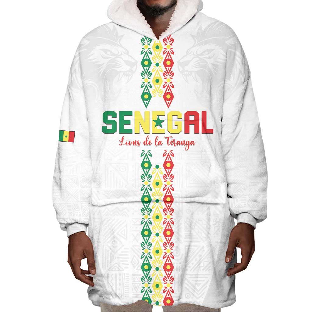 Custom Senegal Football Wearable Blanket Hoodie Go Champions Lions de la Teranga - Wonder Print Shop