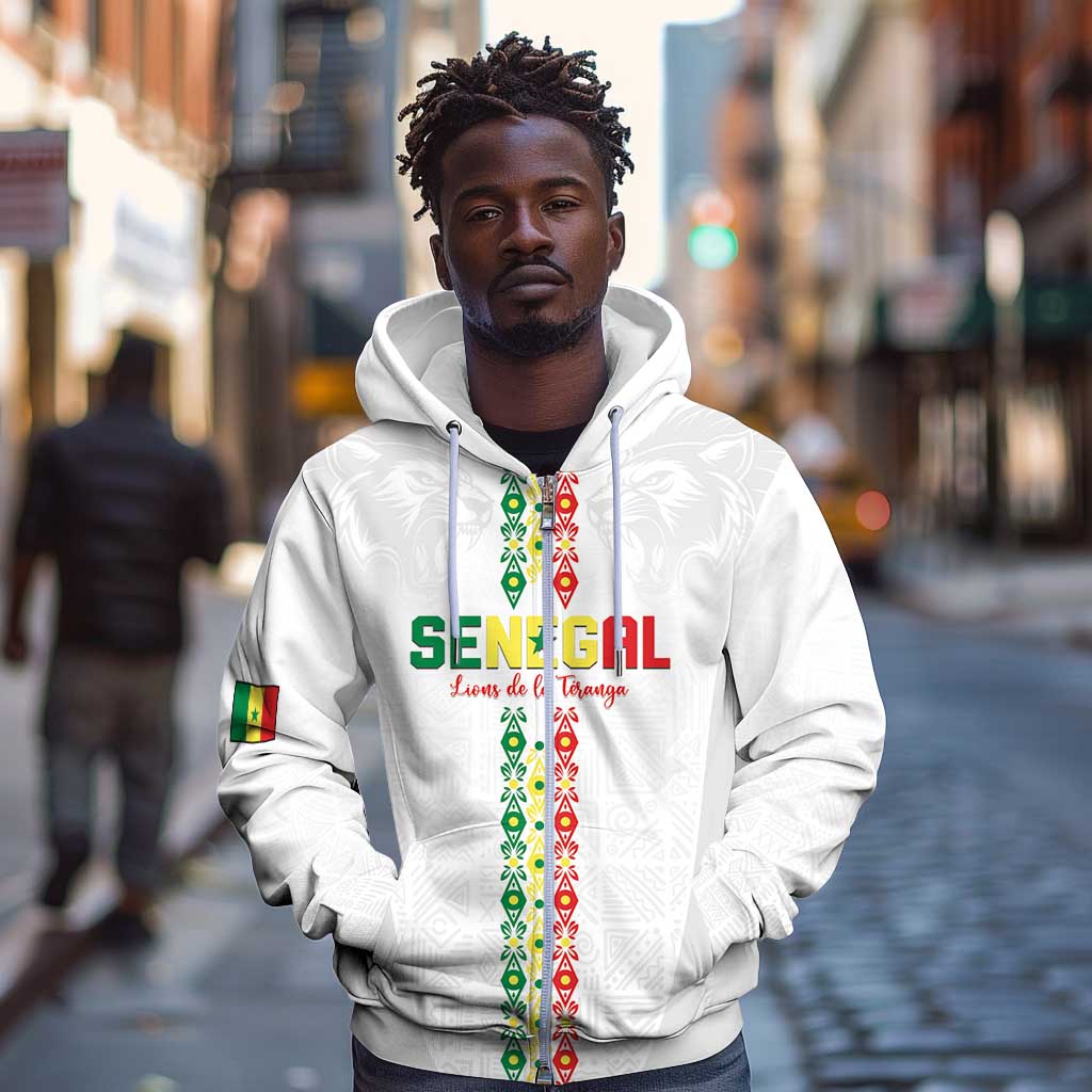 Custom Senegal Football Zip Hoodie Go Champions Lions de la Teranga - Wonder Print Shop