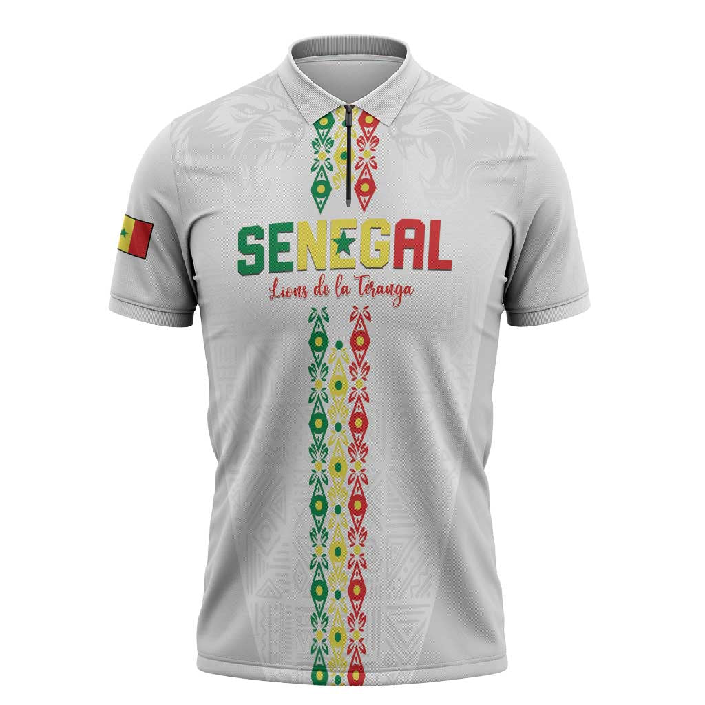 Custom Senegal Football Zipper Polo Shirt Go Champions Lions de la Teranga - Wonder Print Shop