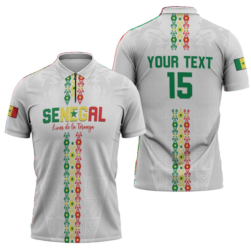Custom Senegal Football Zipper Polo Shirt Go Champions Lions de la Teranga - Wonder Print Shop
