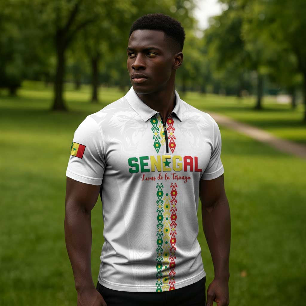 Custom Senegal Football Zipper Polo Shirt Go Champions Lions de la Teranga - Wonder Print Shop