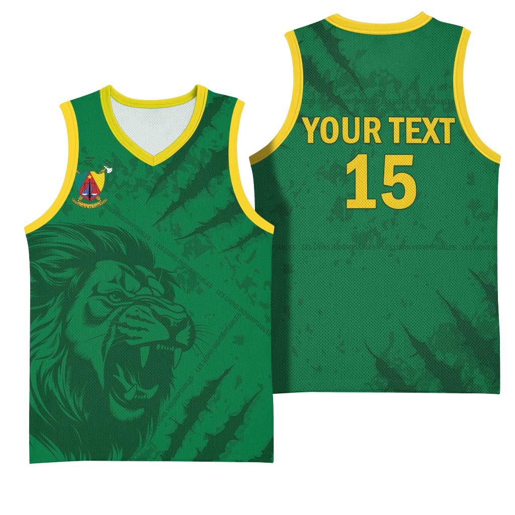 Custom Cameroon Football Basketball Jersey Go Les Lions Indomptables Go - Wonder Print Shop