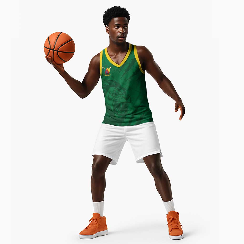 Custom Cameroon Football Basketball Jersey Go Les Lions Indomptables Go - Wonder Print Shop