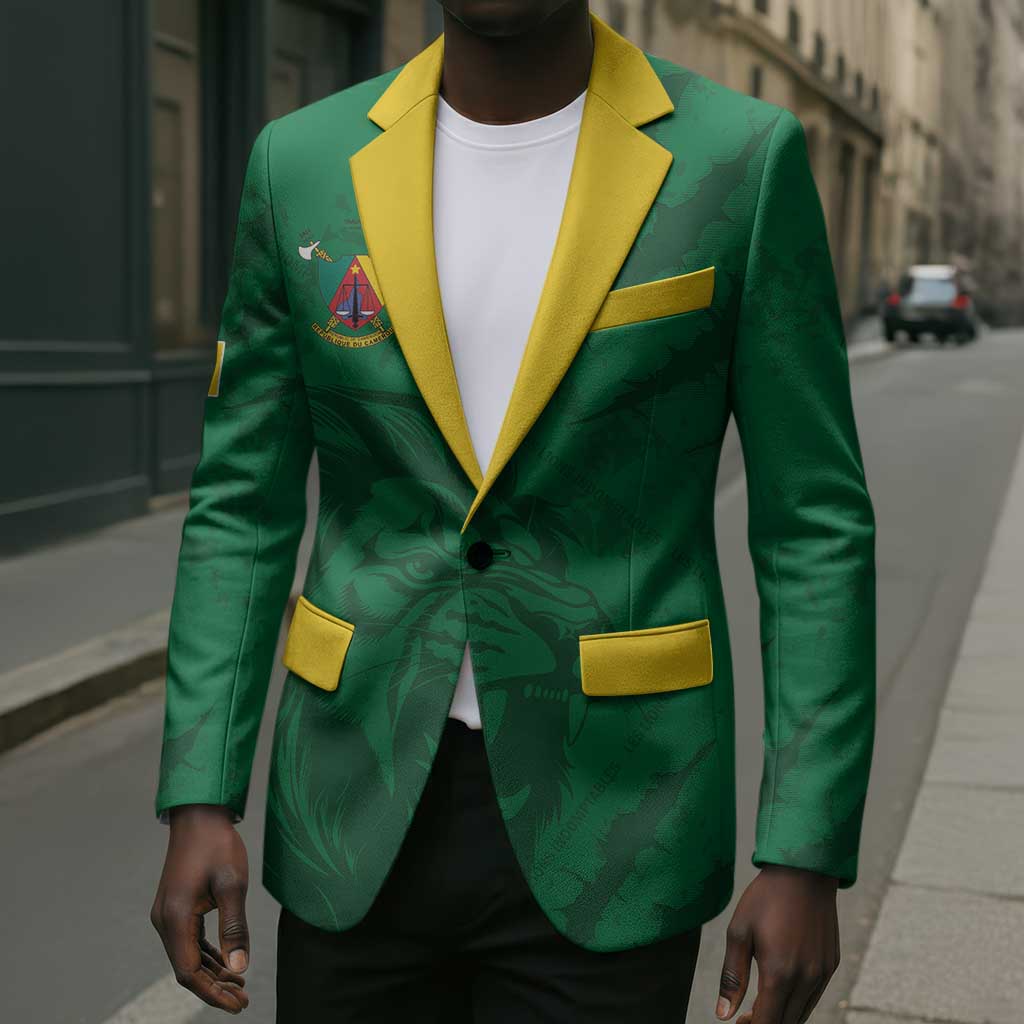 Custom Cameroon Football Blazer Go Les Lions Indomptables Go - Wonder Print Shop