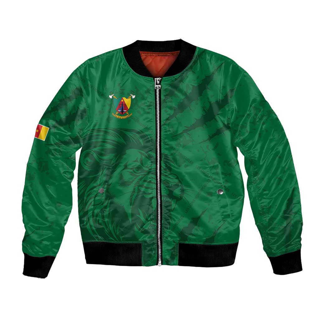Custom Cameroon Football Bomber Jacket Go Les Lions Indomptables Go - Wonder Print Shop