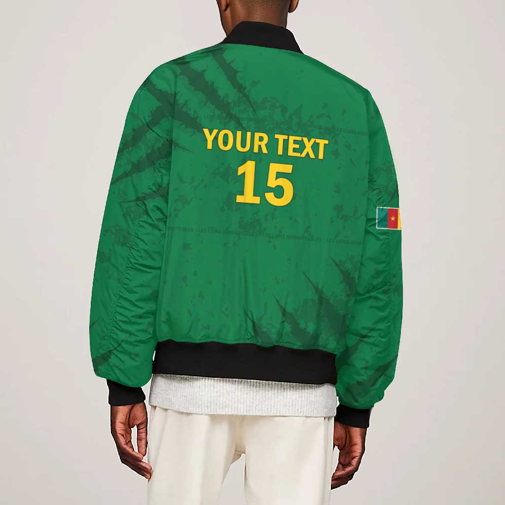 Custom Cameroon Football Bomber Jacket Go Les Lions Indomptables Go - Wonder Print Shop