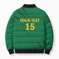 Custom Cameroon Football Bomber Puffer Jacket Go Les Lions Indomptables Go - Wonder Print Shop
