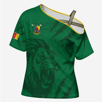 Custom Cameroon Football Cross Shoulder Shirt Go Les Lions Indomptables Go - Wonder Print Shop