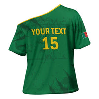 Custom Cameroon Football Cross Shoulder Shirt Go Les Lions Indomptables Go - Wonder Print Shop