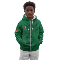 Custom Cameroon Football Kid Hoodie Go Les Lions Indomptables Go - Wonder Print Shop
