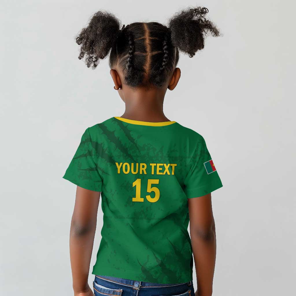 Custom Cameroon Football Kid T shirt Go Les Lions Indomptables Go LT15