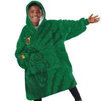 Custom Cameroon Football Kid Wearable Blanket Hoodie Go Les Lions Indomptables Go - Wonder Print Shop