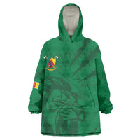 Custom Cameroon Football Kid Wearable Blanket Hoodie Go Les Lions Indomptables Go - Wonder Print Shop