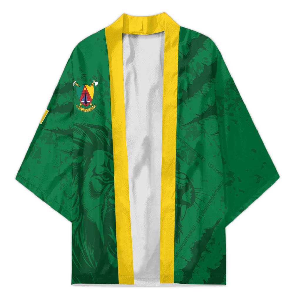 Custom Cameroon Football Kimono Go Les Lions Indomptables Go - Wonder Print Shop