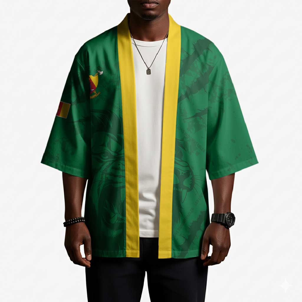 Custom Cameroon Football Kimono Go Les Lions Indomptables Go - Wonder Print Shop