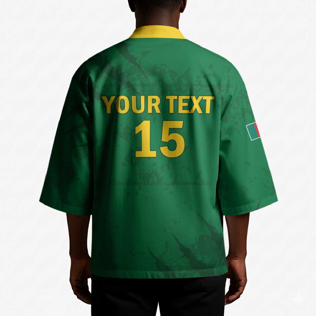 Custom Cameroon Football Kimono Go Les Lions Indomptables Go - Wonder Print Shop