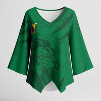 Custom Cameroon Football Kimono Sleeve Blouse Go Les Lions Indomptables Go - Wonder Print Shop