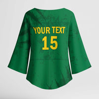 Custom Cameroon Football Kimono Sleeve Blouse Go Les Lions Indomptables Go - Wonder Print Shop