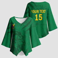 Custom Cameroon Football Kimono Sleeve Blouse Go Les Lions Indomptables Go - Wonder Print Shop