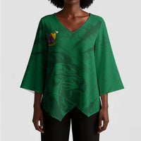 Custom Cameroon Football Kimono Sleeve Blouse Go Les Lions Indomptables Go - Wonder Print Shop