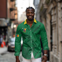 Custom Cameroon Football Long Sleeve Button Shirt Go Les Lions Indomptables Go - Wonder Print Shop