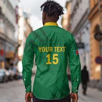 Custom Cameroon Football Long Sleeve Button Shirt Go Les Lions Indomptables Go - Wonder Print Shop