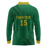 Custom Cameroon Football Long Sleeve Polo Shirt Go Les Lions Indomptables Go - Wonder Print Shop