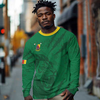Custom Cameroon Football Long Sleeve Shirt Go Les Lions Indomptables Go - Wonder Print Shop