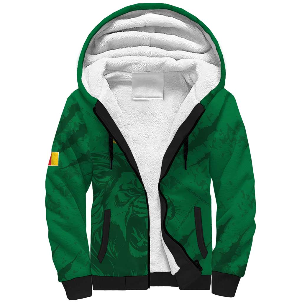 Custom Cameroon Football Sherpa Hoodie Go Les Lions Indomptables Go - Wonder Print Shop