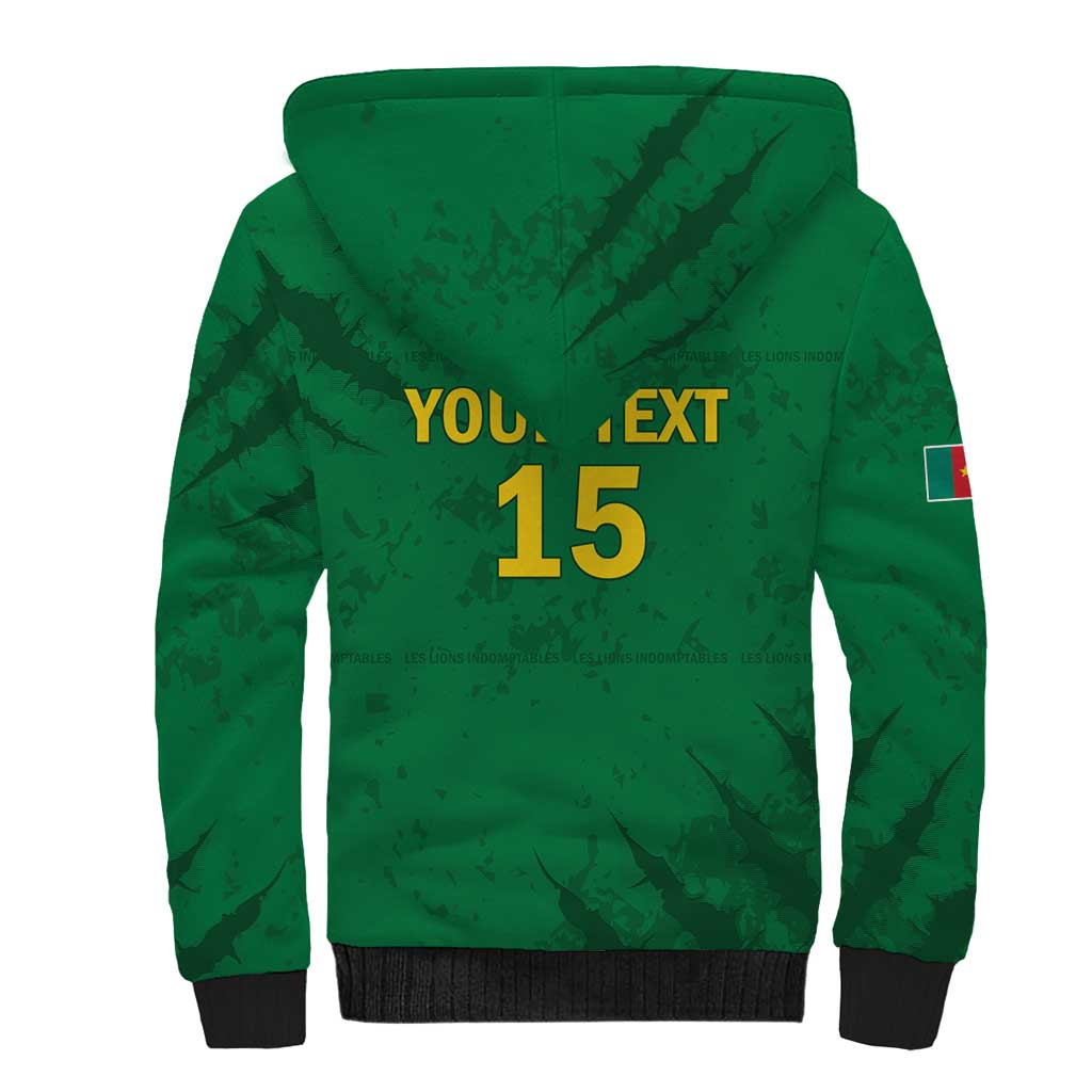 Custom Cameroon Football Sherpa Hoodie Go Les Lions Indomptables Go - Wonder Print Shop