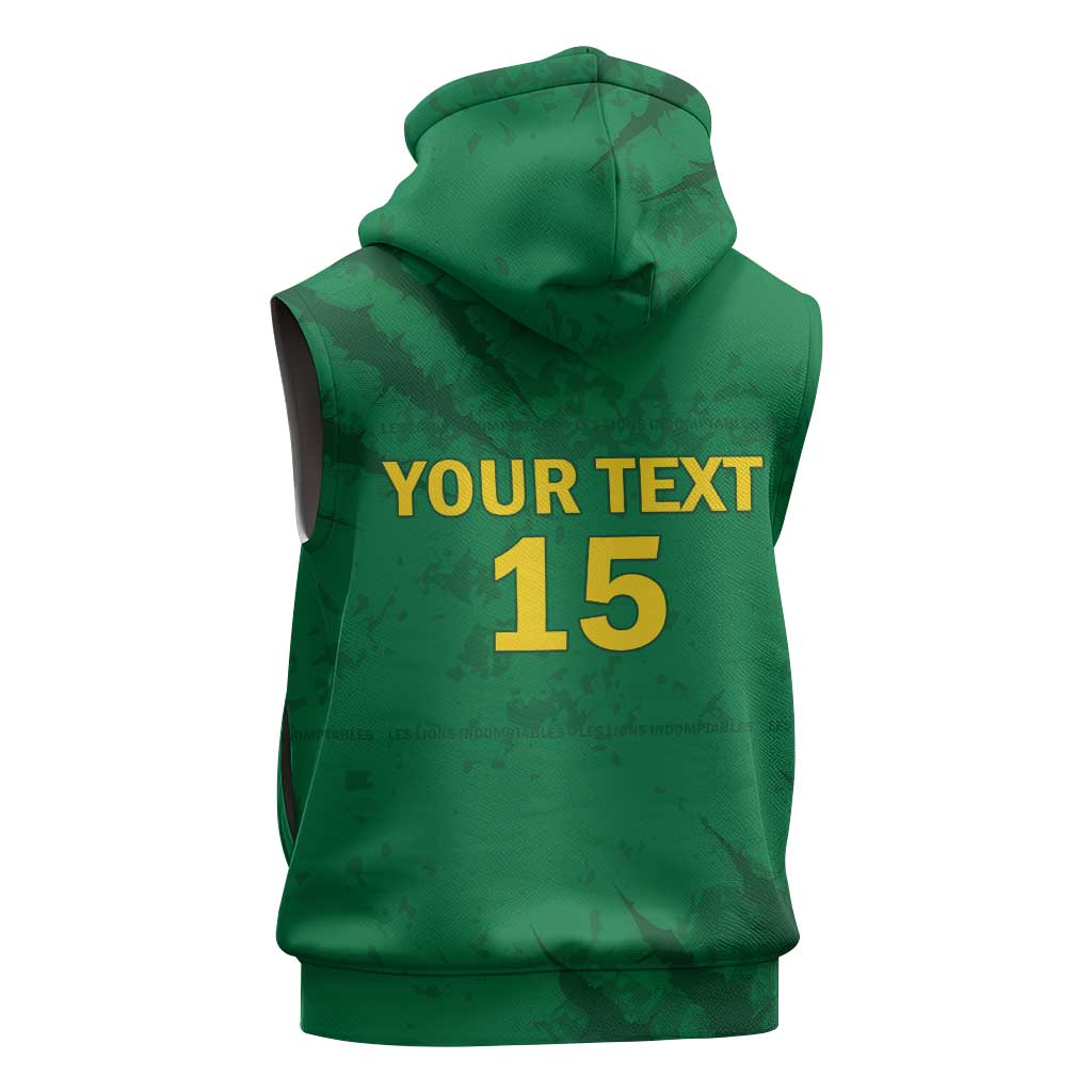 Custom Cameroon Football Sleeveless Hoodie Go Les Lions Indomptables Go - Wonder Print Shop