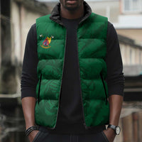 Custom Cameroon Football Sleeveless Puffer Jacket Go Les Lions Indomptables Go - Wonder Print Shop