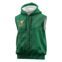 Custom Cameroon Football Sleeveless Zip Hoodie Go Les Lions Indomptables Go - Wonder Print Shop