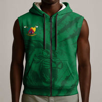 Custom Cameroon Football Sleeveless Zip Hoodie Go Les Lions Indomptables Go - Wonder Print Shop