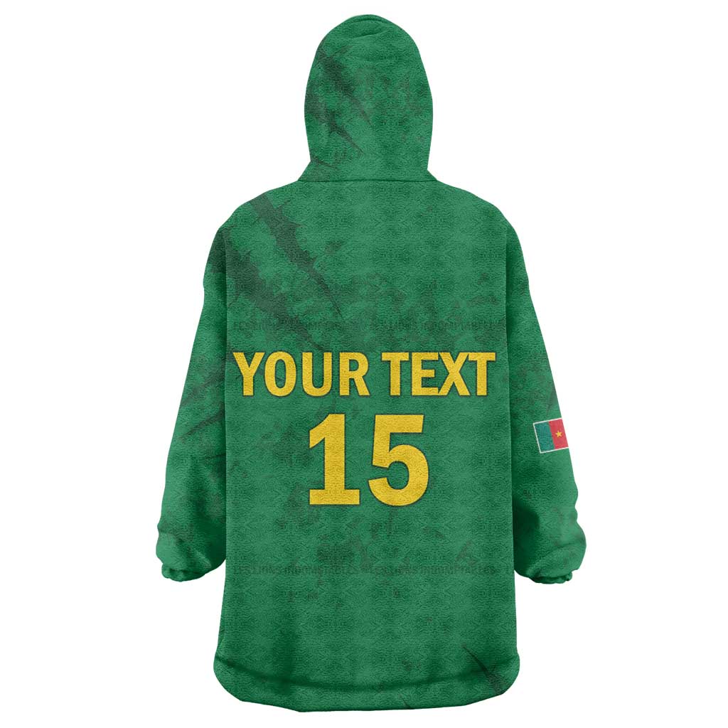 Custom Cameroon Football Wearable Blanket Hoodie Go Les Lions Indomptables Go - Wonder Print Shop
