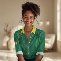 Custom Cameroon Football Women Casual Shirt Go Les Lions Indomptables Go - Wonder Print Shop