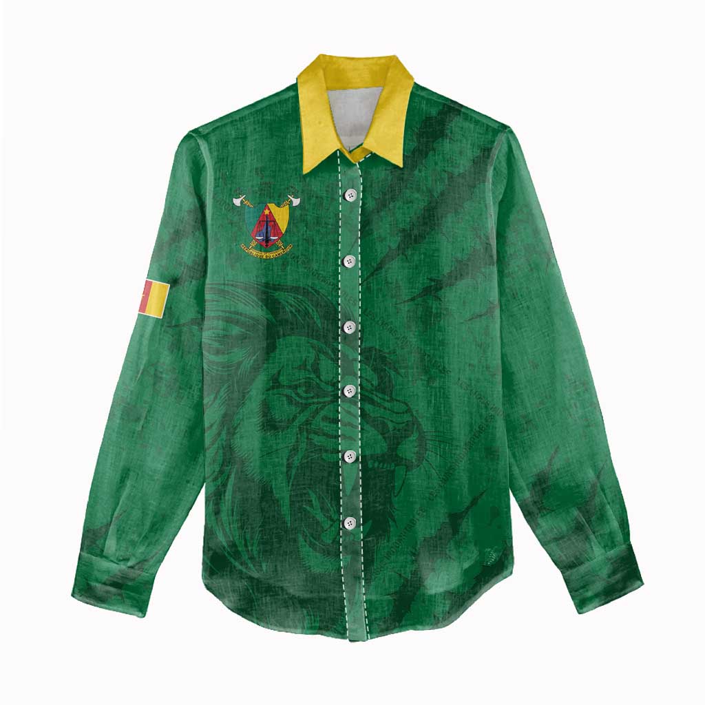 Custom Cameroon Football Women Casual Shirt Go Les Lions Indomptables Go - Wonder Print Shop