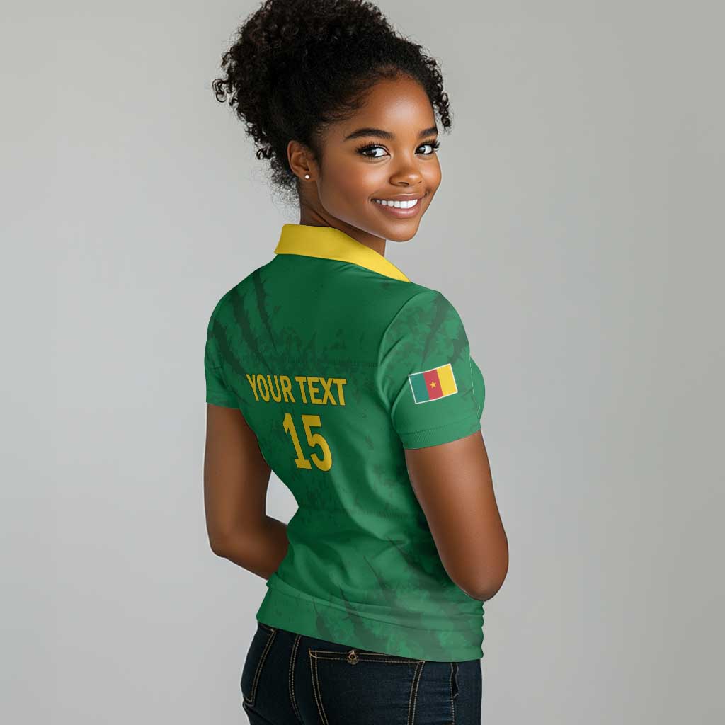 Custom Cameroon Football Women Polo Shirt Go Les Lions Indomptables Go LT15